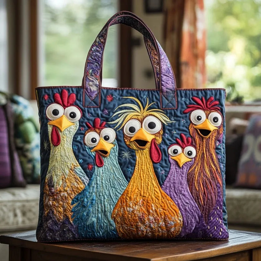 Five Colourful Hens Artisan Tote Bag