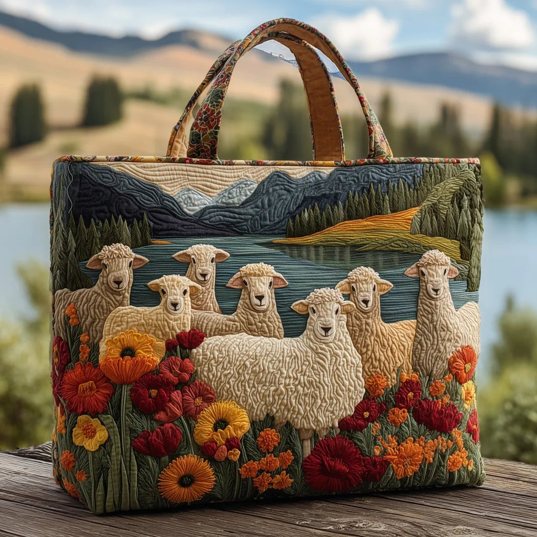 Sheep by the Lake Artisan Tote Bag
