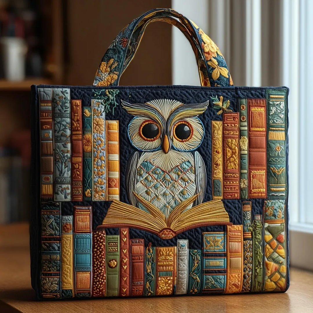 Owl with Antique Books Artisan Tote Bag