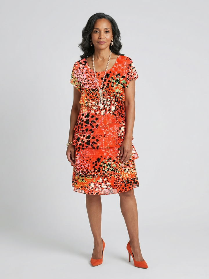 Cheryl Speckled Tier Knee Length Dress