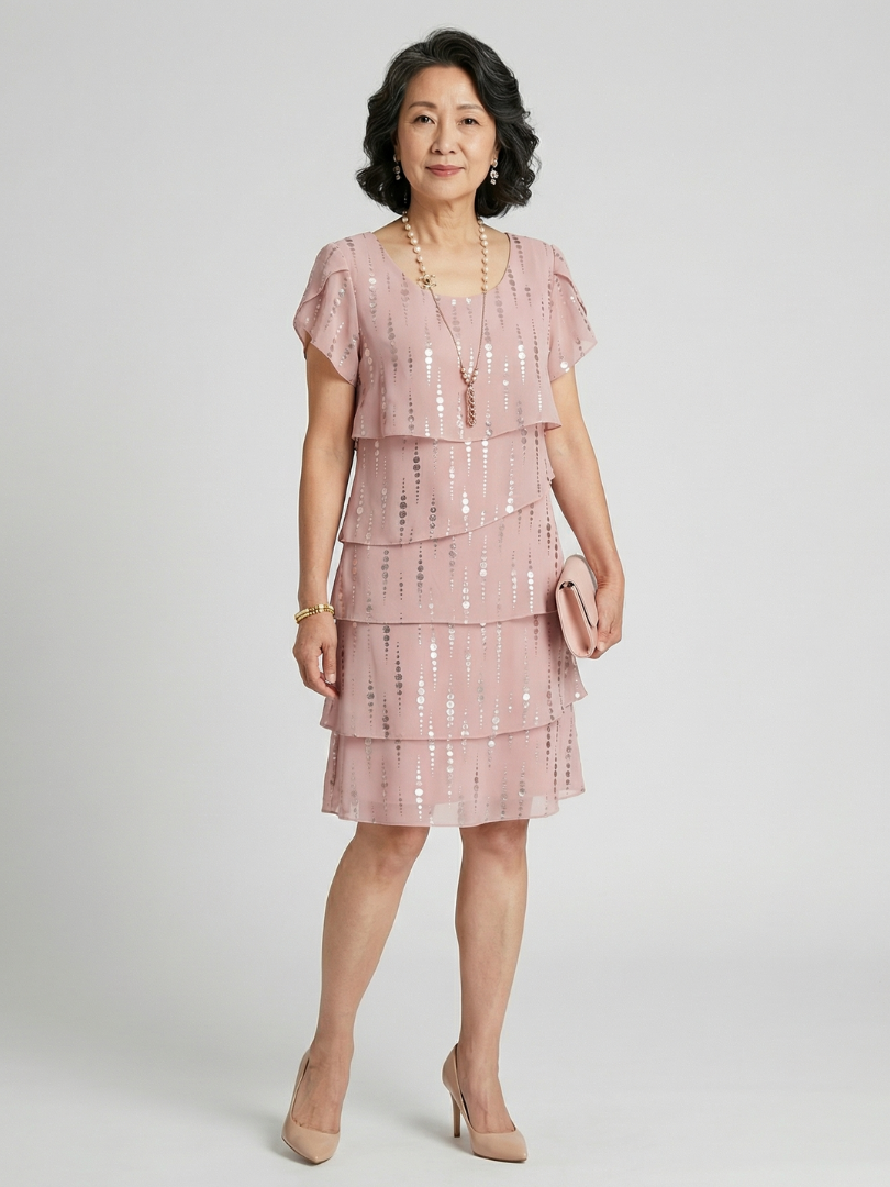 Zaya Poised Dot Line Knee Length Dress