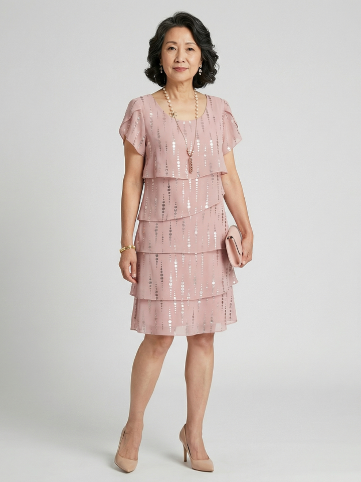 Zaya Poised Dot Line Knee Length Dress