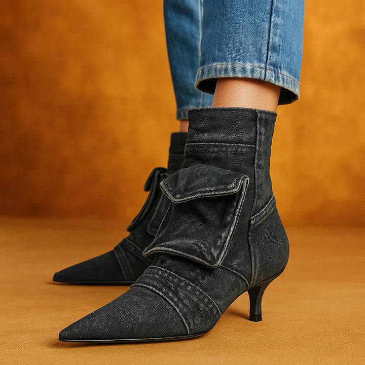 Vega - Denim Cargo-Style Ankle Boots