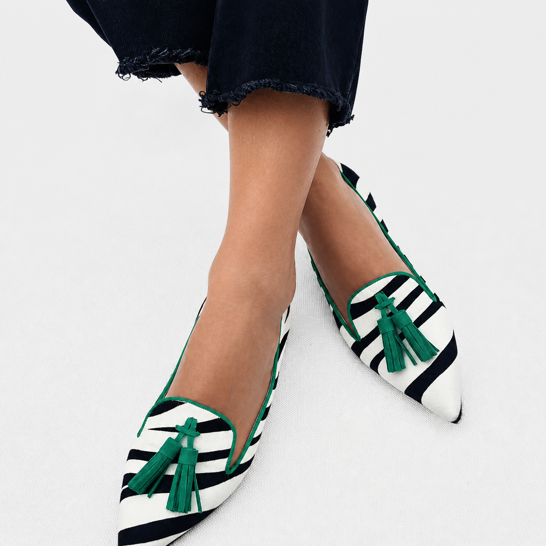Riane™ | Green Zebra Loafers