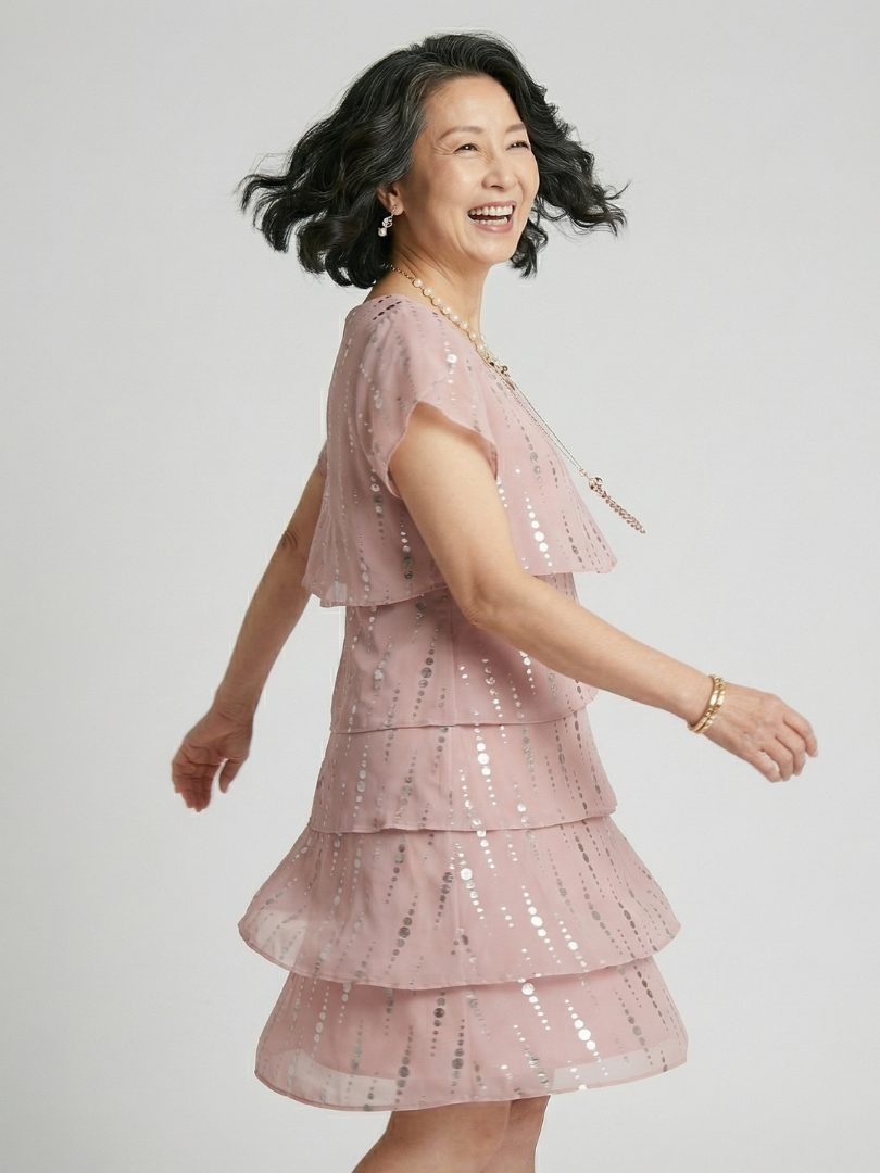 Zaya Poised Dot Line Knee Length Dress
