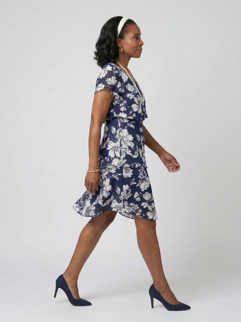 Elina Subtle Floral Knee Length Dress