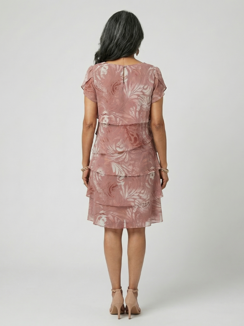 Selene Soft Motif Tier Knee Length Dress