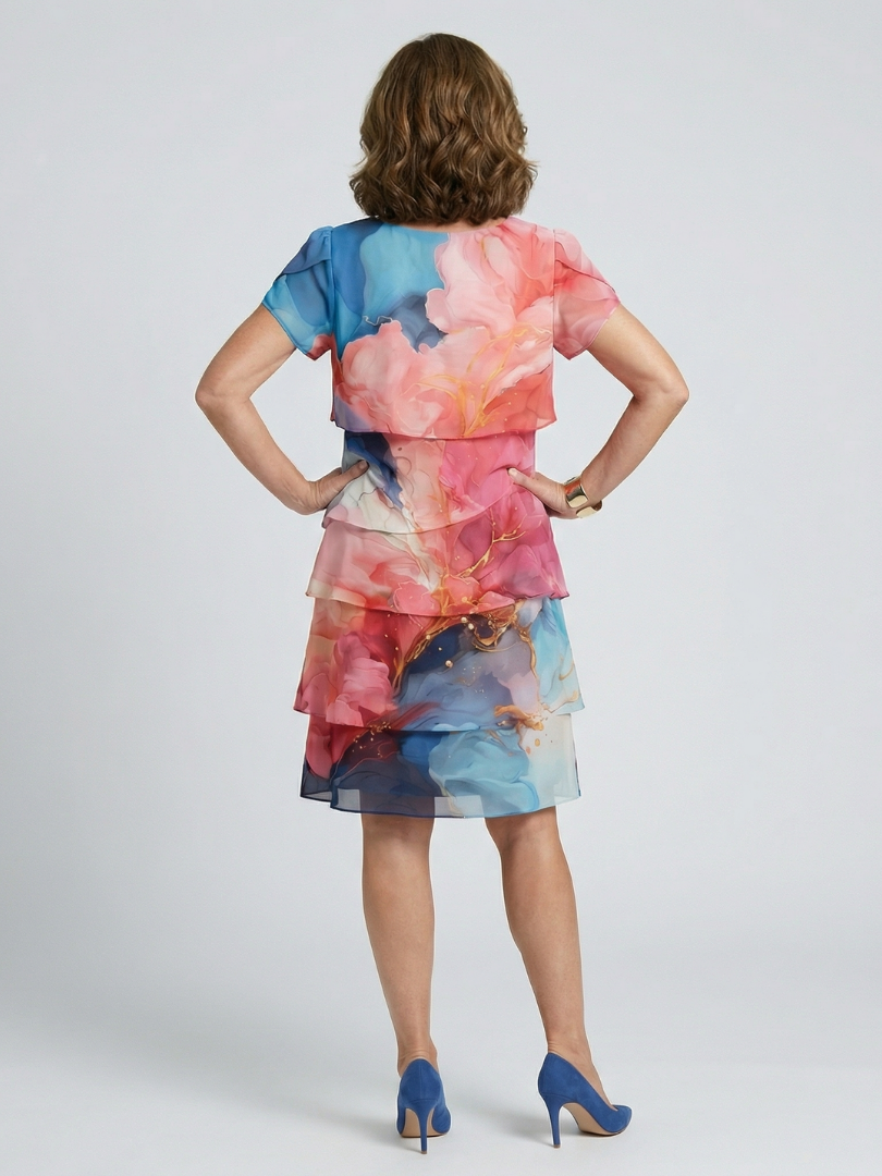 Elvira | Poised Marble Knee Length Dress