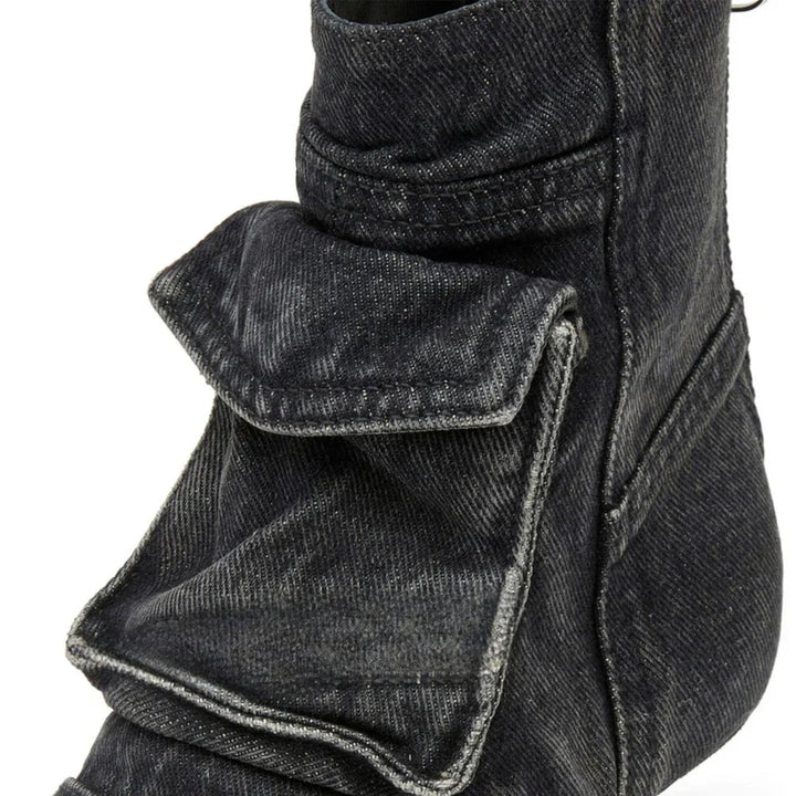 Vega - Denim Cargo-Style Ankle Boots