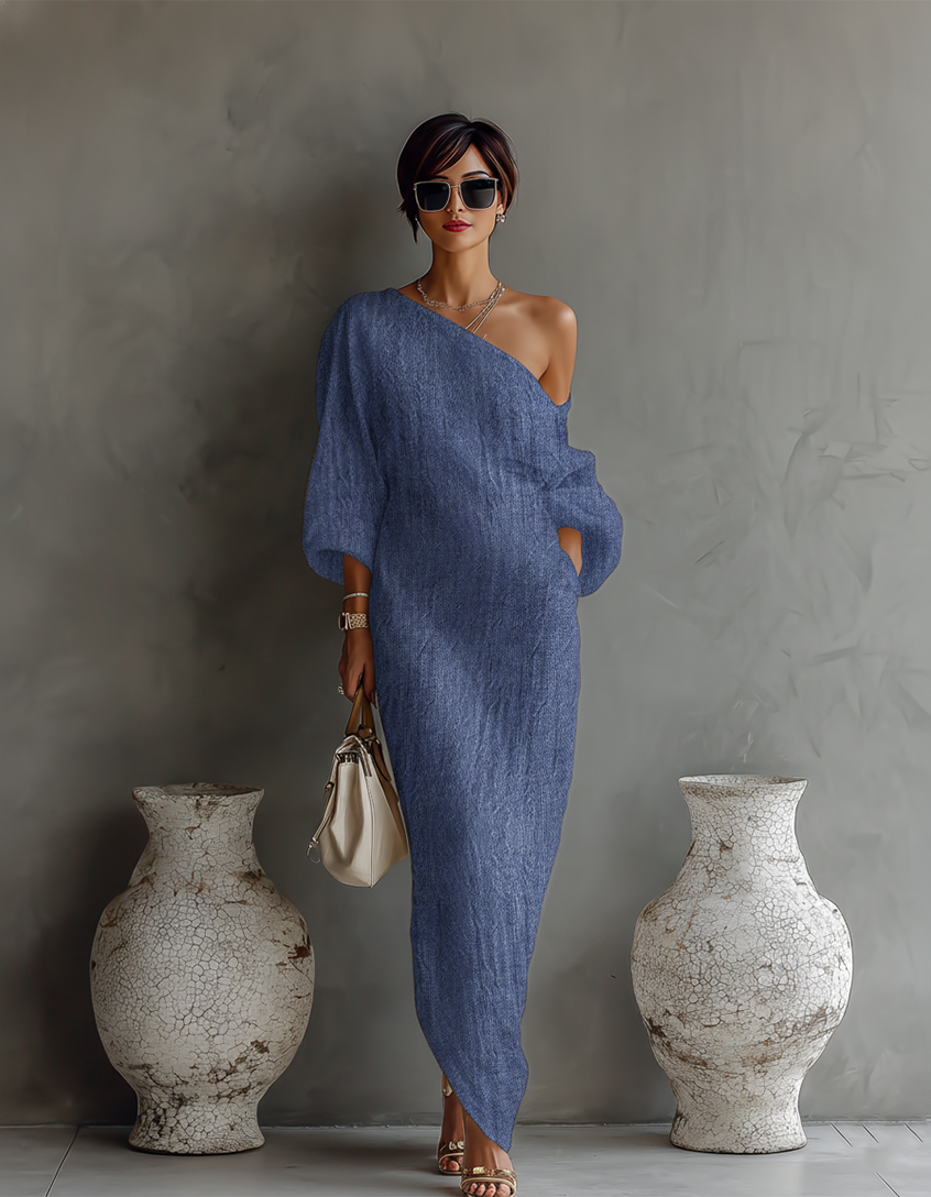Ivory Off-Shoulder Linen-Blend Dress
