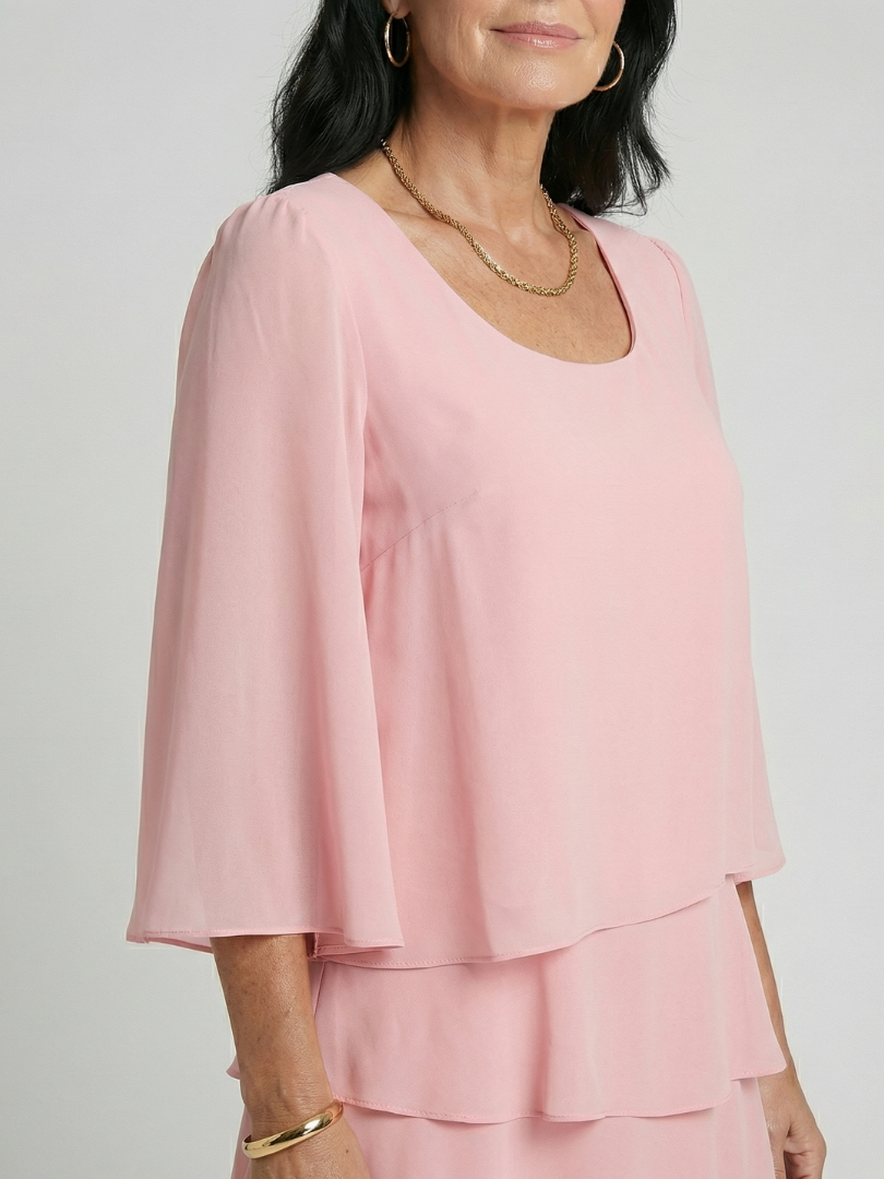 Susan Layered Flare Sleeve Knee Length Dress