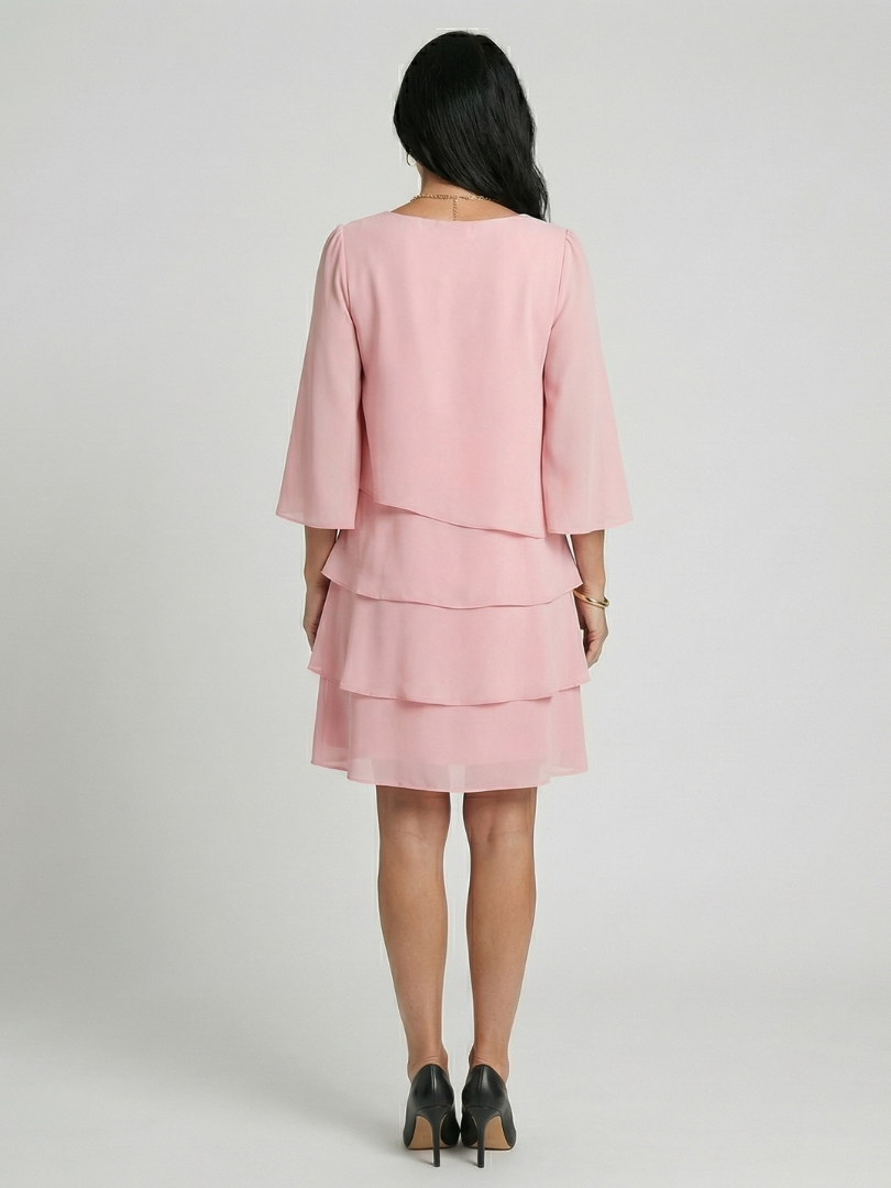 Susan Layered Flare Sleeve Knee Length Dress