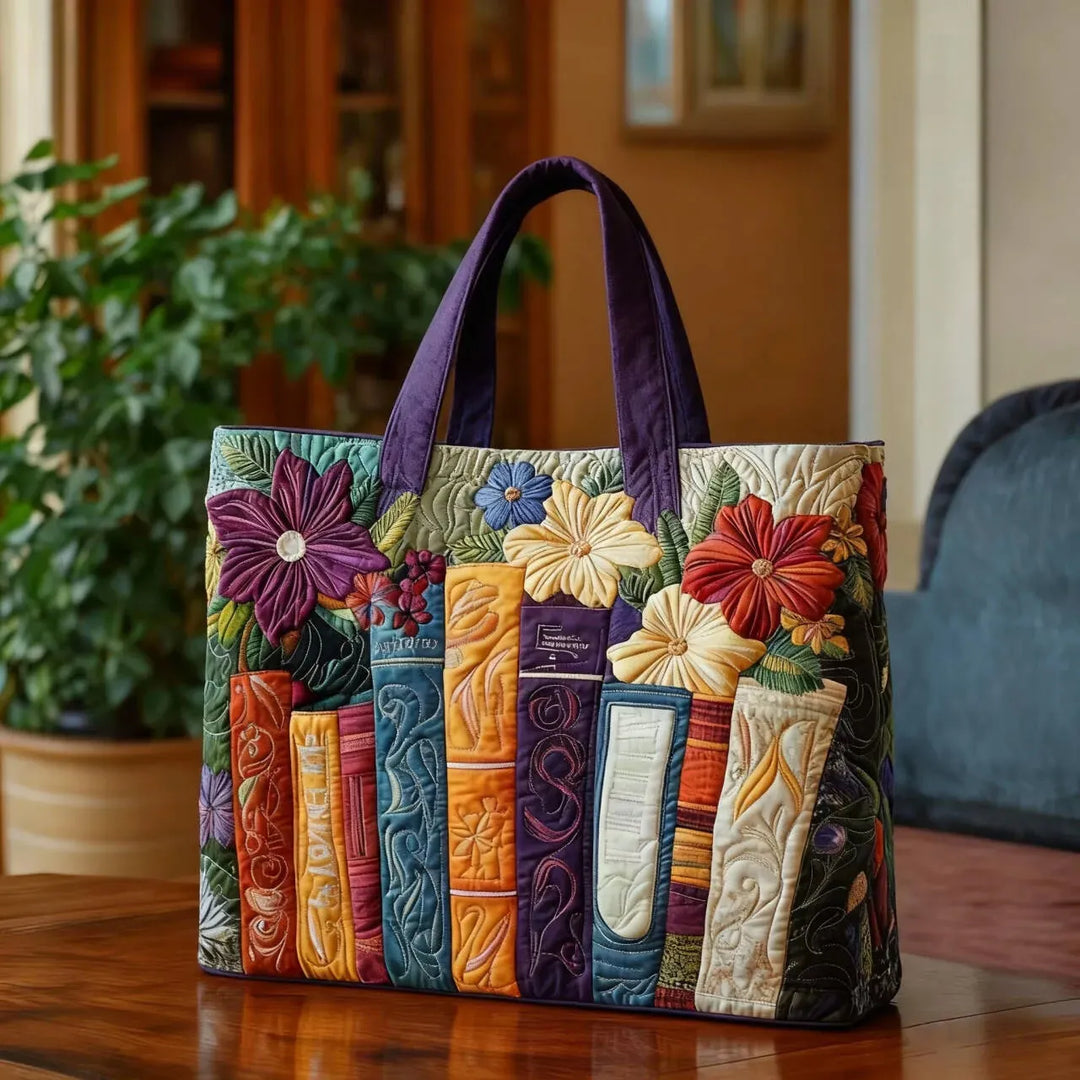 Book Lovers Quilted Tote Bag