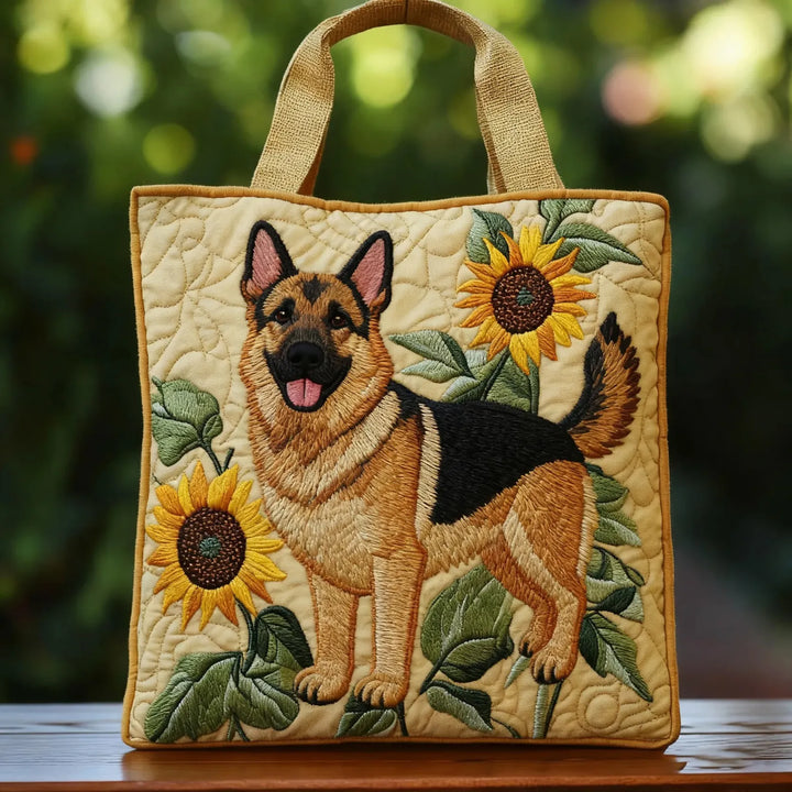 Floral German Shepherd Artisan Tote Bag