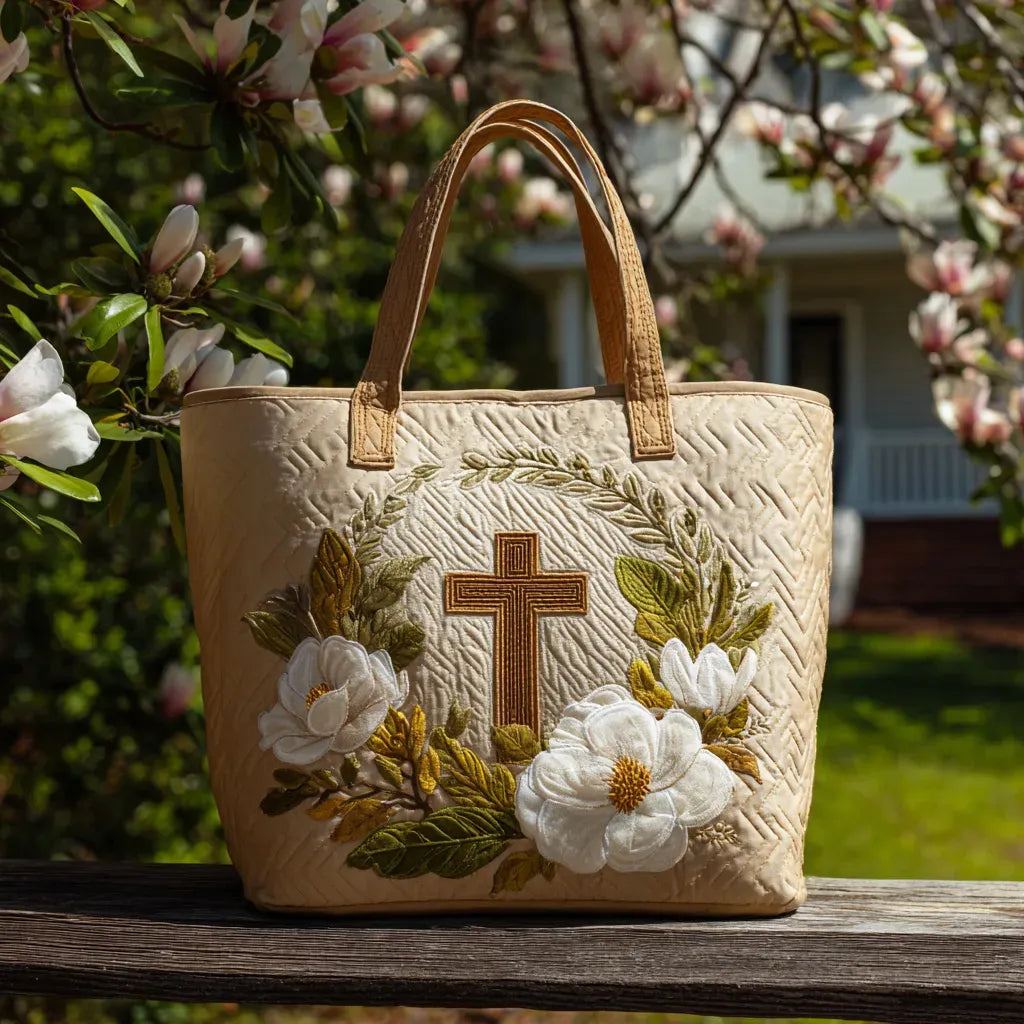 Sacred Cross Artisan Tote Bag