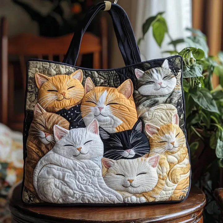 Sleeping Kittens Quilted Artisan Tote Bag