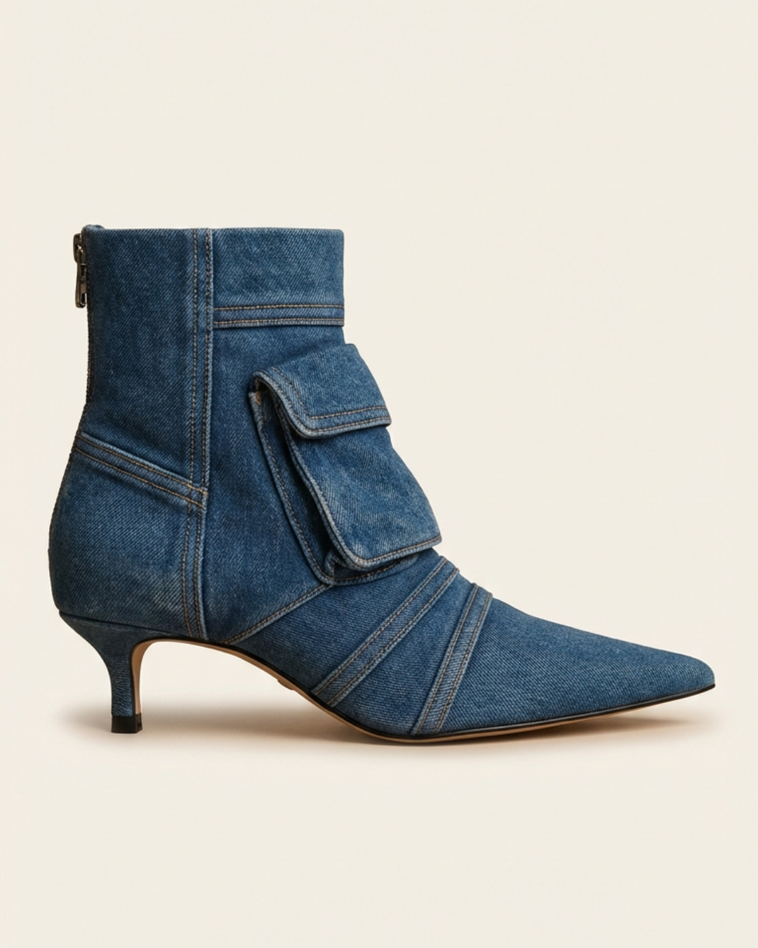 Vega - Denim Cargo-Style Ankle Boots