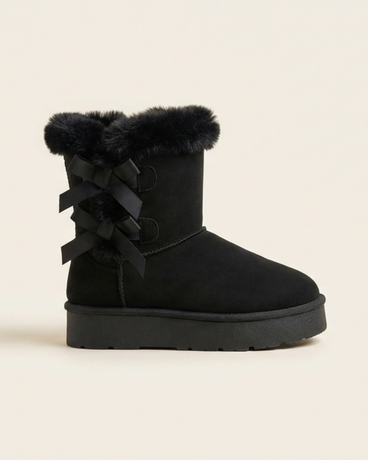 Lia - Warm-Lined Bow Snow Boots