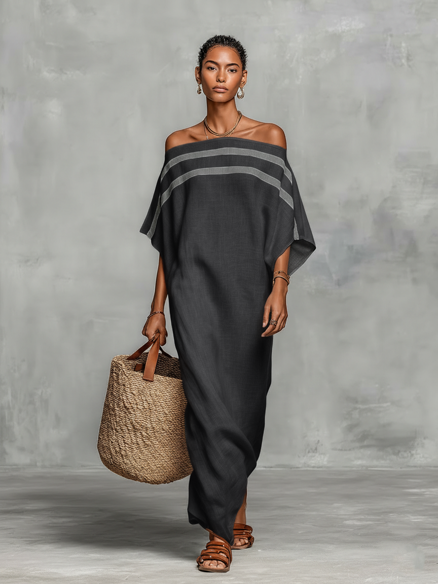 Minimalist Linen-Blend Maxi Dress