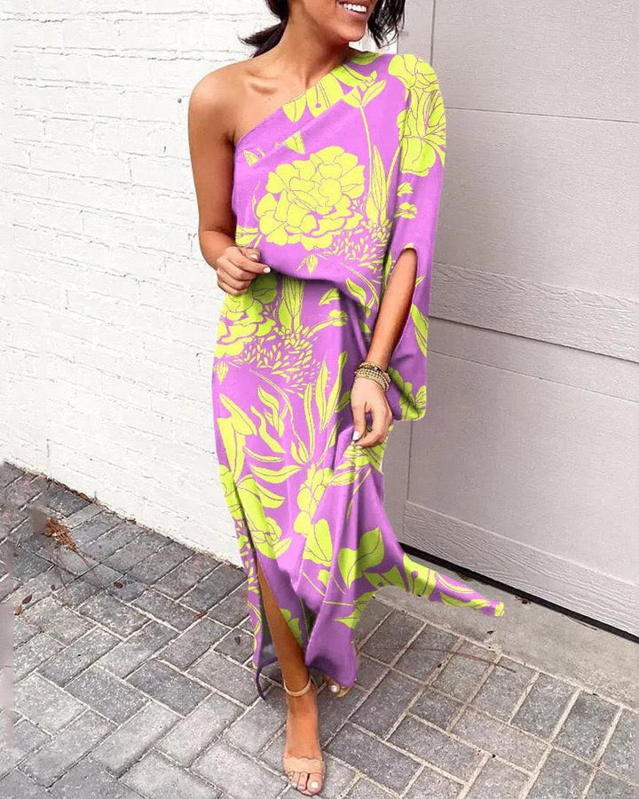 Lilian - One-Shoulder Floral Maxi Dress