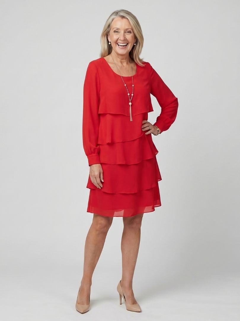 Nina Clean Layered Knee Length Dress