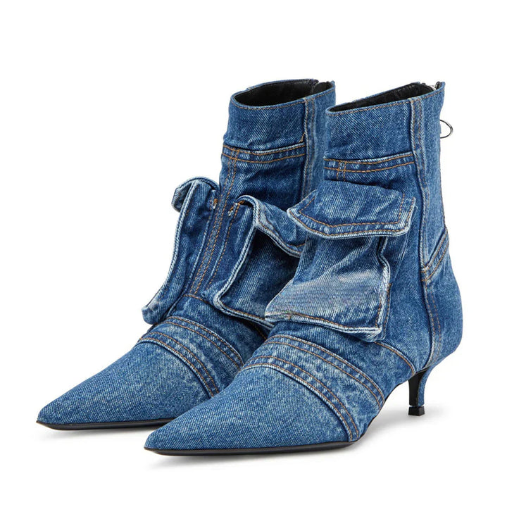 Vega - Denim Cargo-Style Ankle Boots