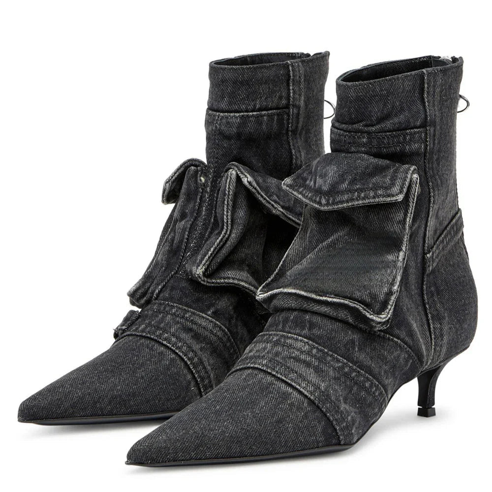 Vega - Denim Cargo-Style Ankle Boots