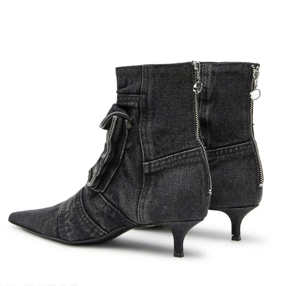 Vega - Denim Cargo-Style Ankle Boots