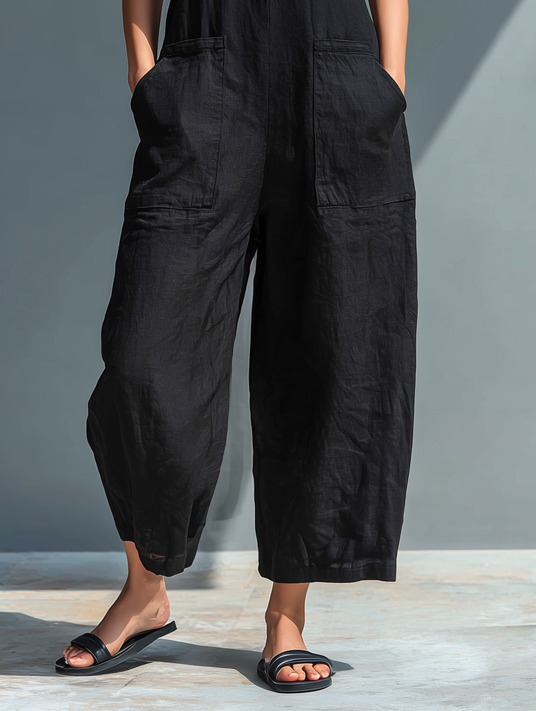 Sleeveless Linen-Blend Jumpsuit