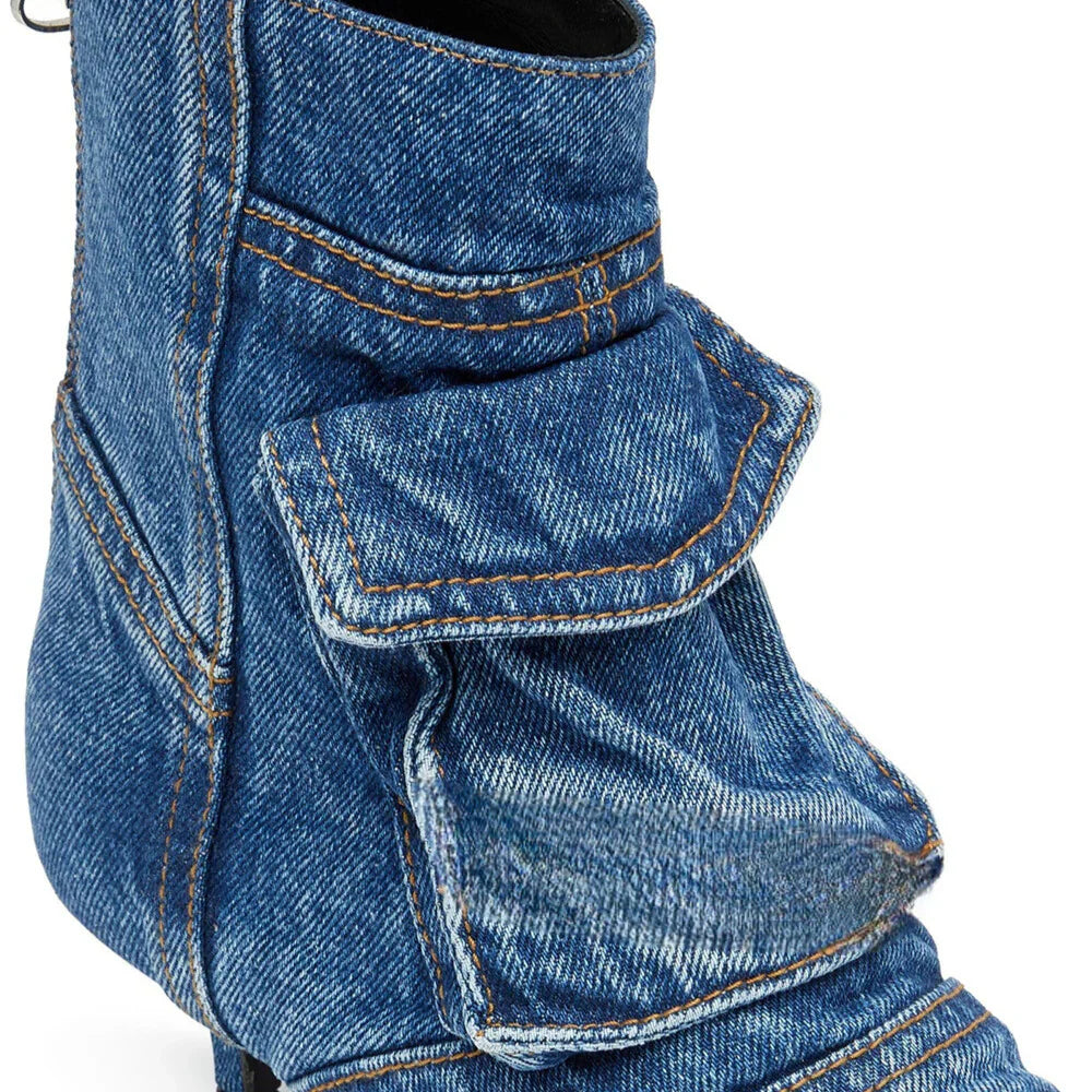 Vega - Denim Cargo-Style Ankle Boots