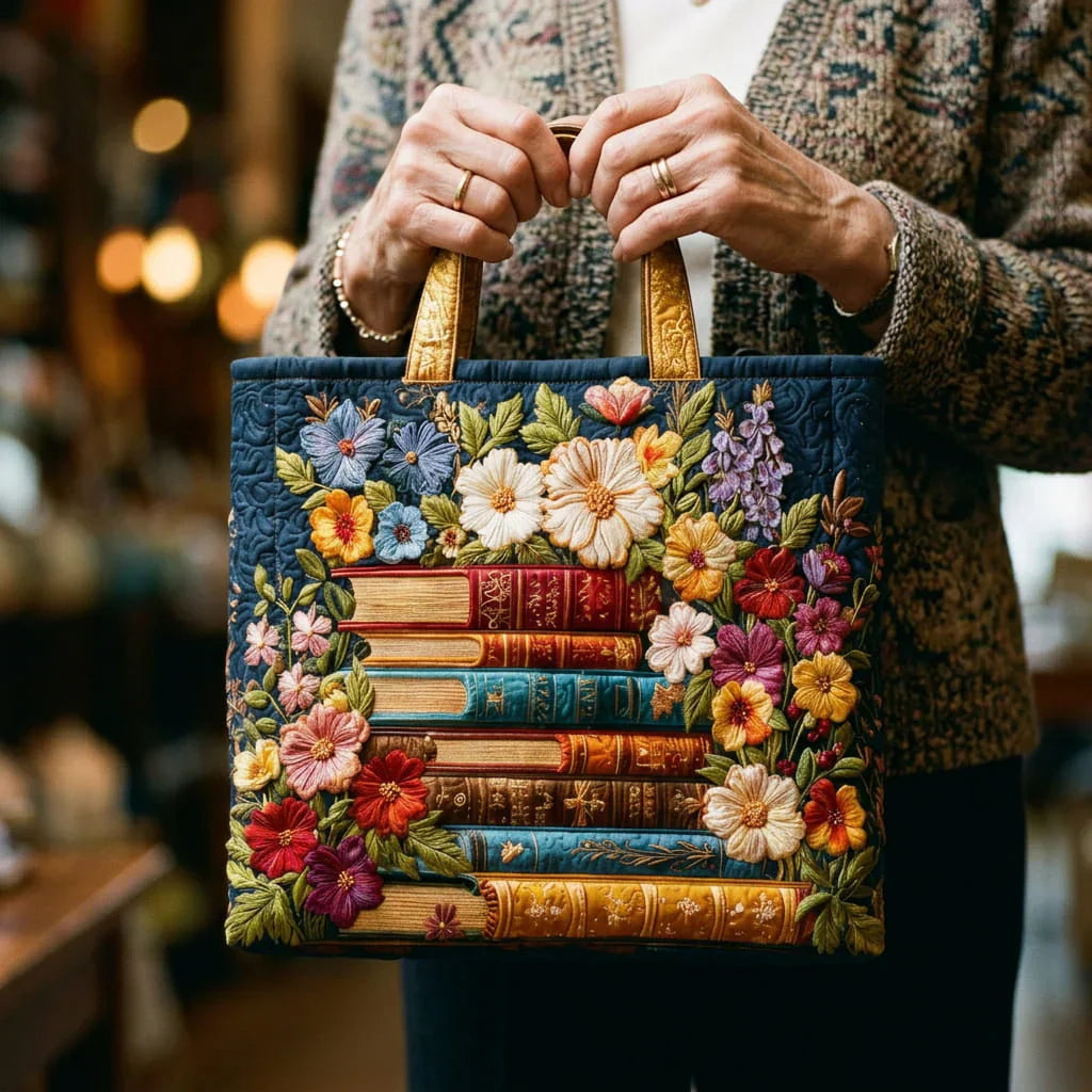 Floral Books Artisan Tote Bag