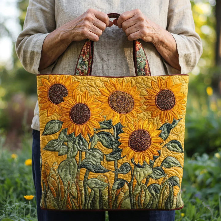 Sunflowers Classic Quilted Tote Bag