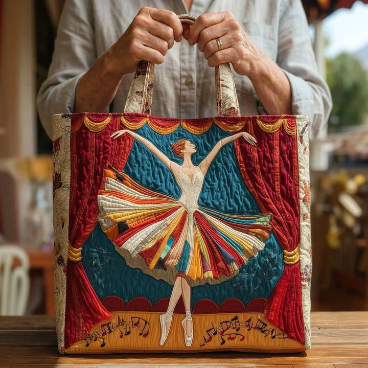 Elegant Ballerina Quilted Tote Bag