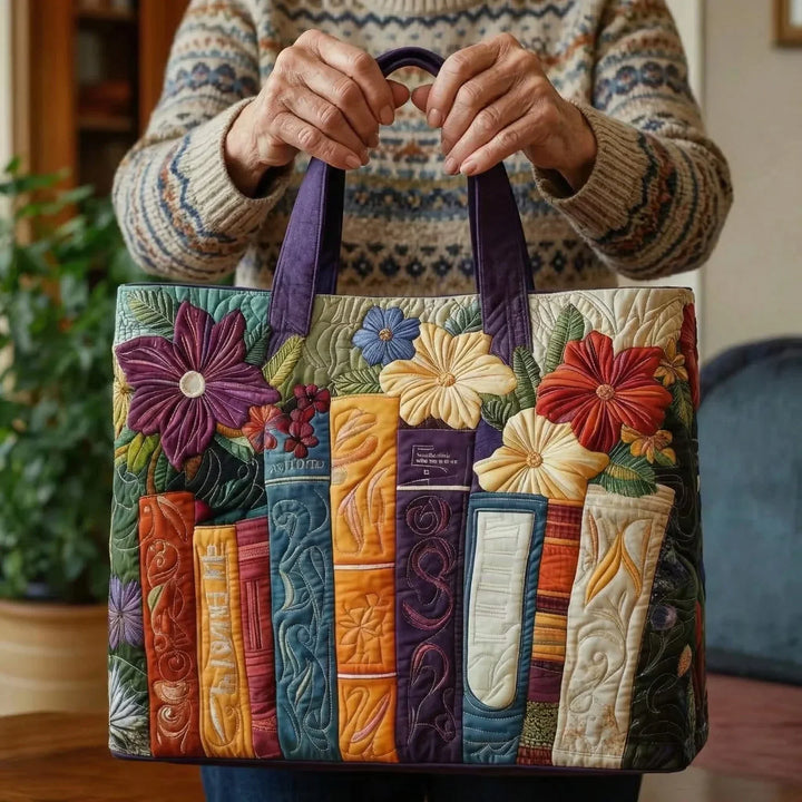 Book Lovers Quilted Tote Bag