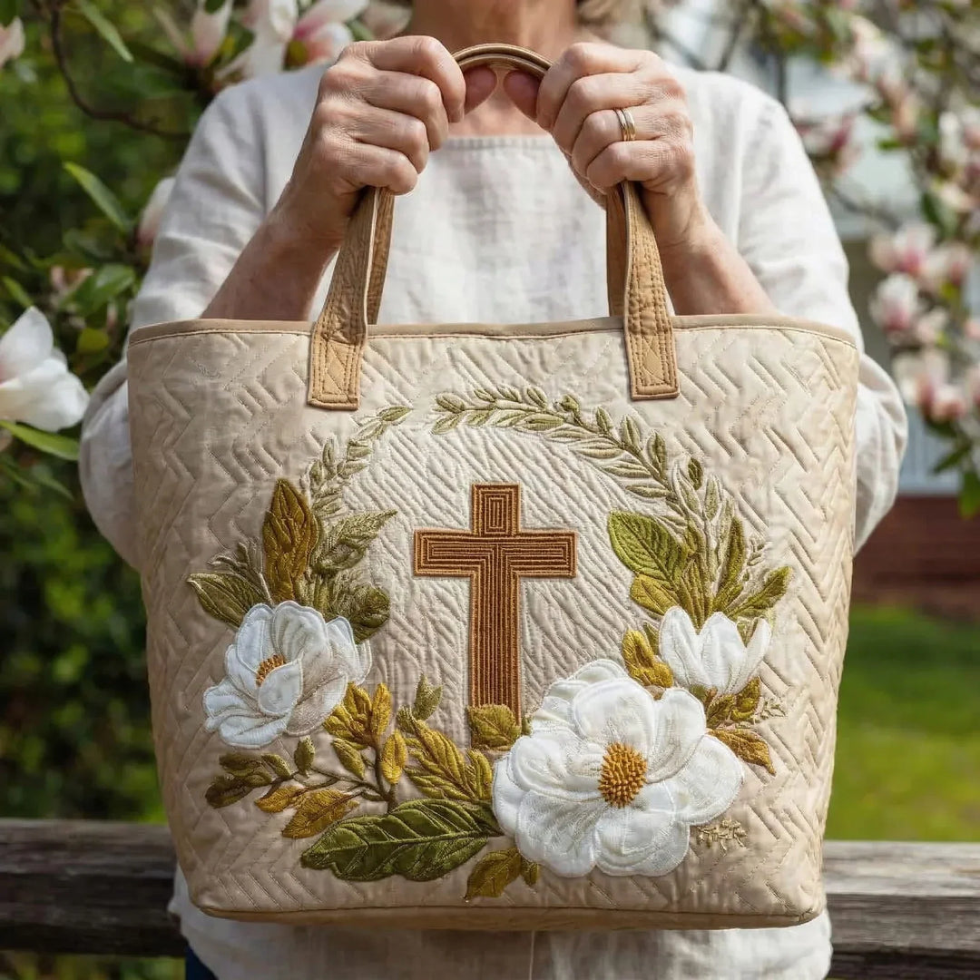 Sacred Cross Artisan Tote Bag