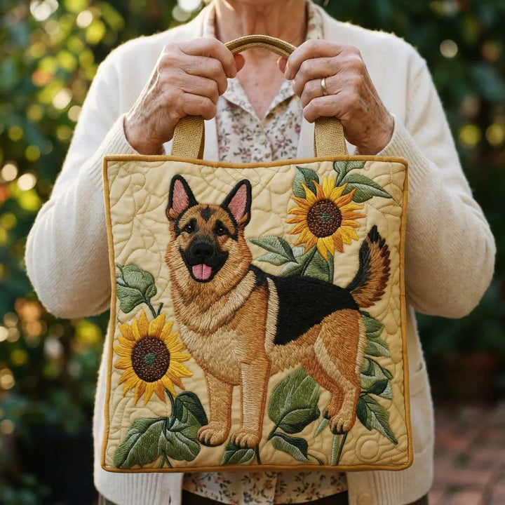 Floral German Shepherd Artisan Tote Bag