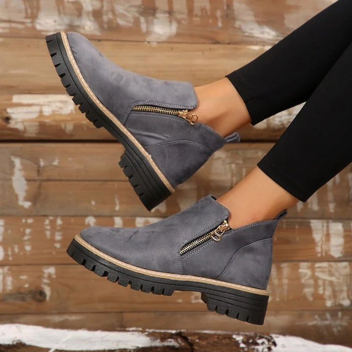 Paula - Round-Toe Side-Zip Ankle Boots