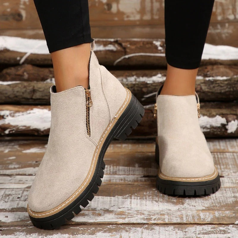Paula - Round-Toe Side-Zip Ankle Boots