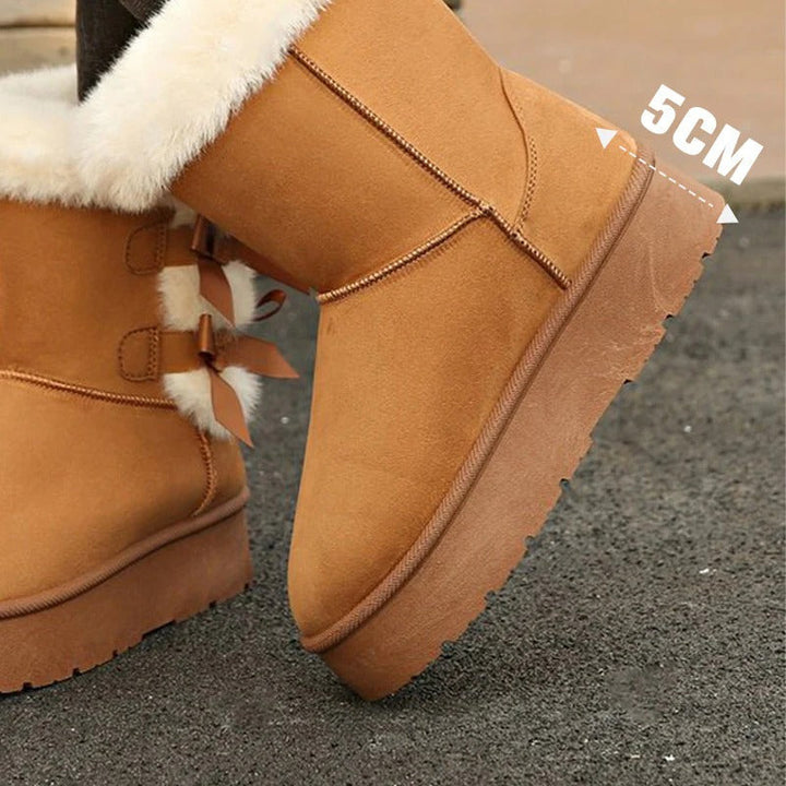 Lia - Warm-Lined Bow Snow Boots