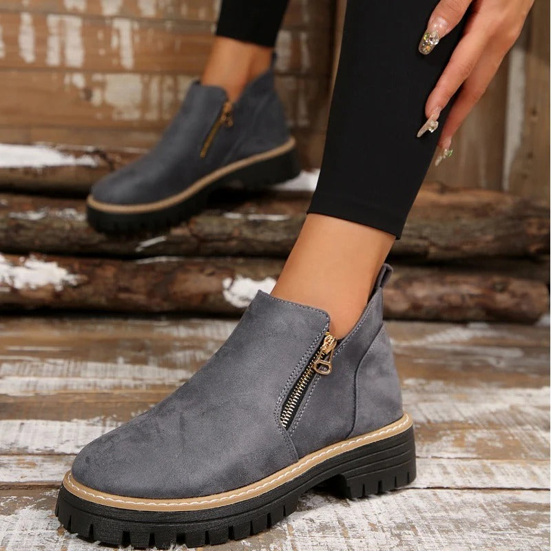 Paula - Round-Toe Side-Zip Ankle Boots