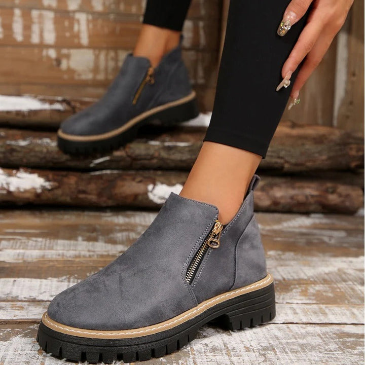 Paula - Round-Toe Side-Zip Ankle Boots