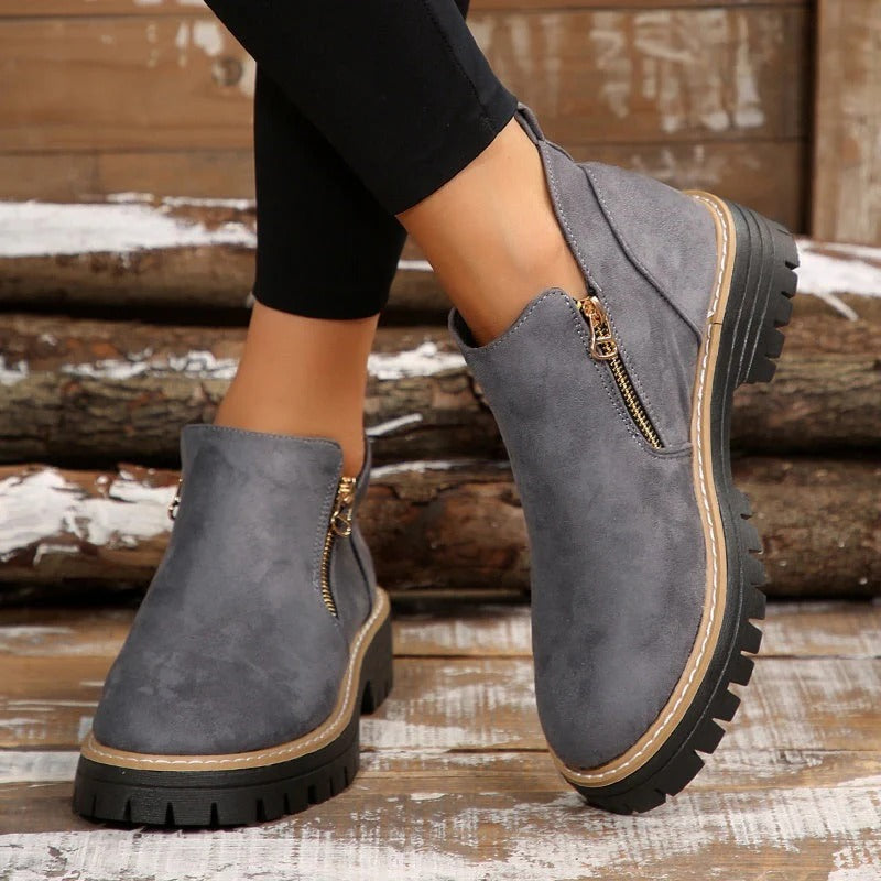 Paula - Round-Toe Side-Zip Ankle Boots