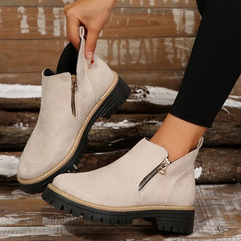 Paula - Round-Toe Side-Zip Ankle Boots
