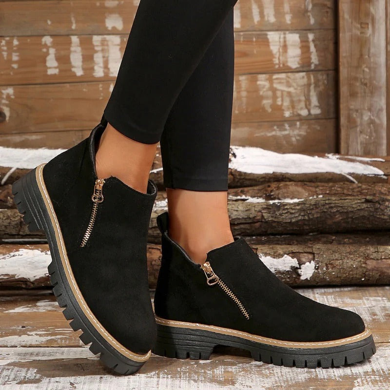 Paula - Round-Toe Side-Zip Ankle Boots