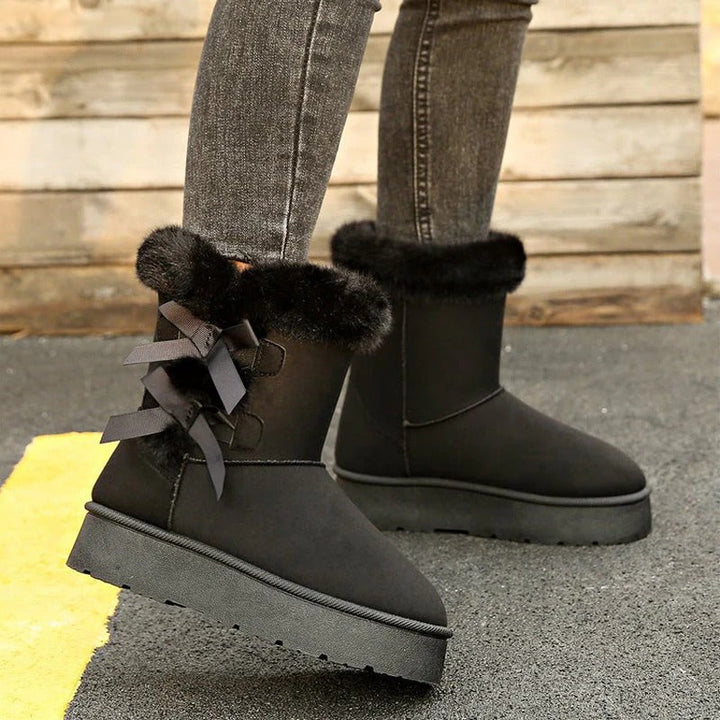 Lia - Warm-Lined Bow Snow Boots