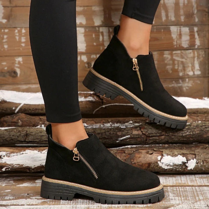 Paula - Round-Toe Side-Zip Ankle Boots