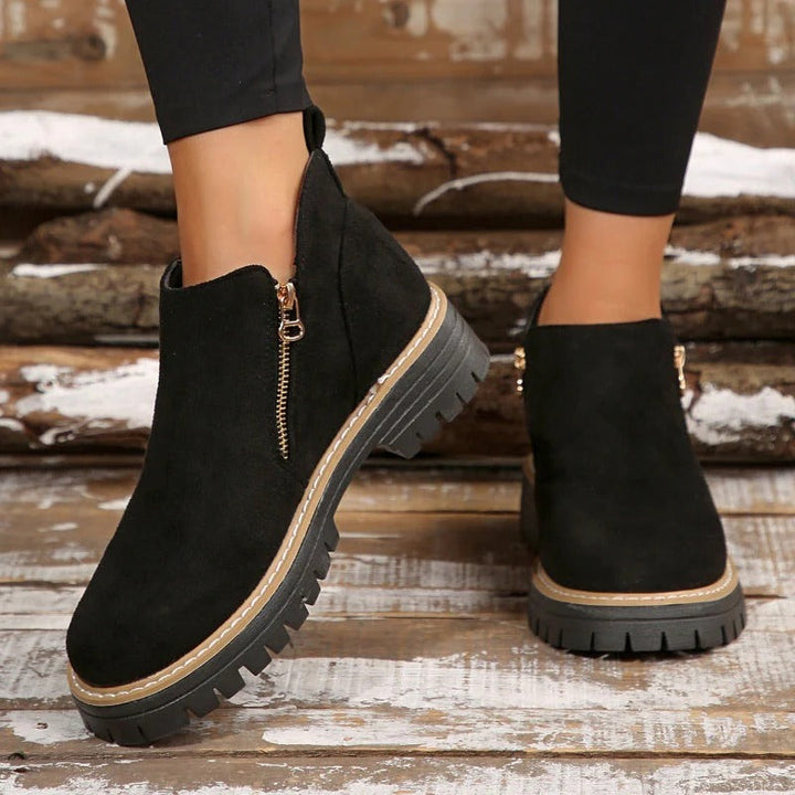 Paula - Round-Toe Side-Zip Ankle Boots