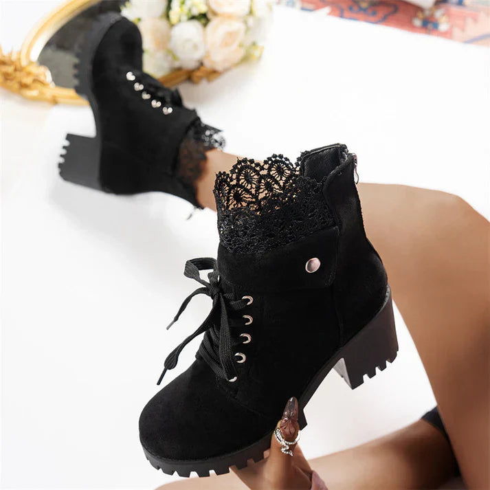 Tania - Lace-Up Chunky-Heel Ankle Boots
