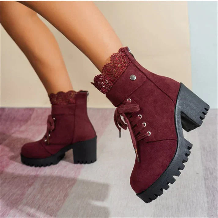 Tania - Lace-Up Chunky-Heel Ankle Boots