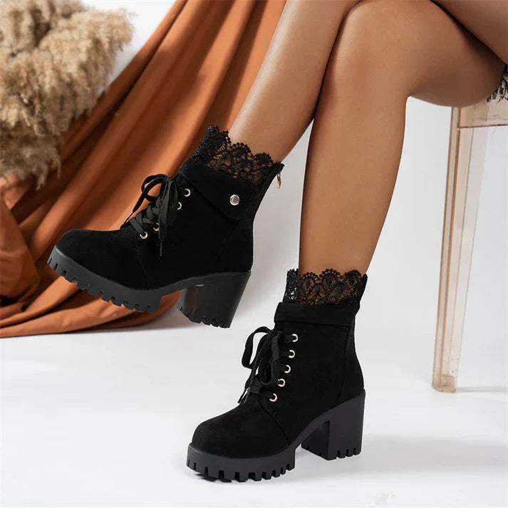 Tania - Lace-Up Chunky-Heel Ankle Boots